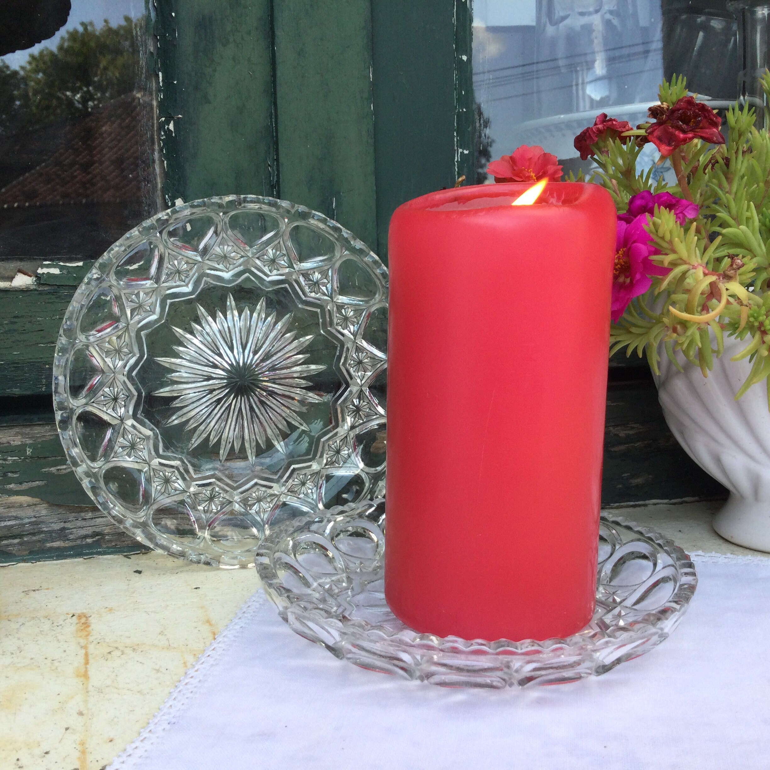 2 Plats en Verre, Sous-Verres, Bols Verre Peu Profonds, Bougeoirs, Assiettes Moulé Français Vaissell