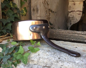 French antique saucepan/copper cooking pot/artisan made/small copper pan/copper cookware/French farmhouse/French country decor