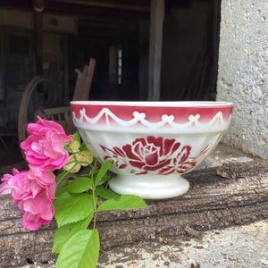A Digoin cafe au lait bowl/an antique breakfast bowl/serving bowl/cafe latte bowl/French vintage faience/French country tableware