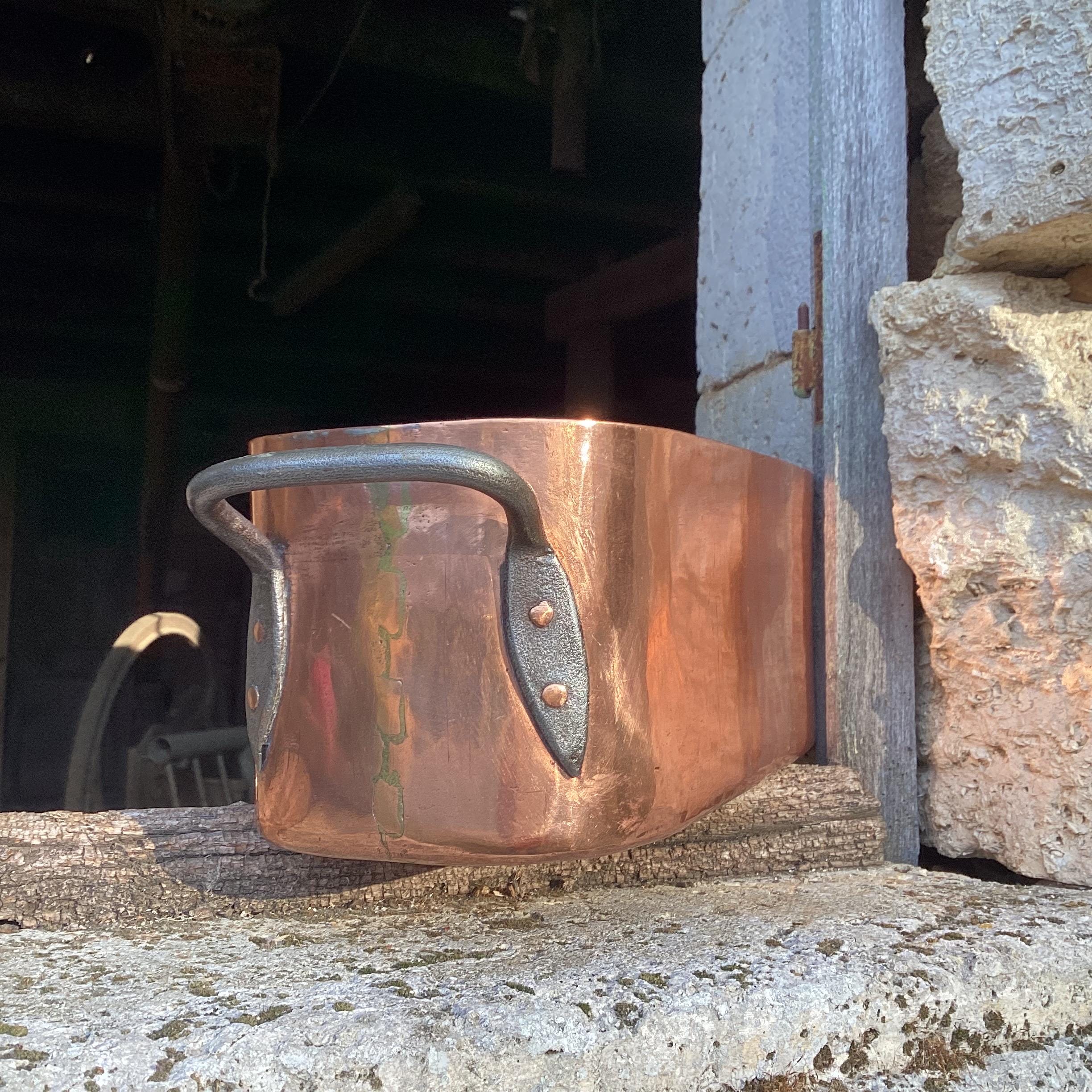 アンティークのフランス製銅製大鍋（蓋付き）、1900年代の調理器具