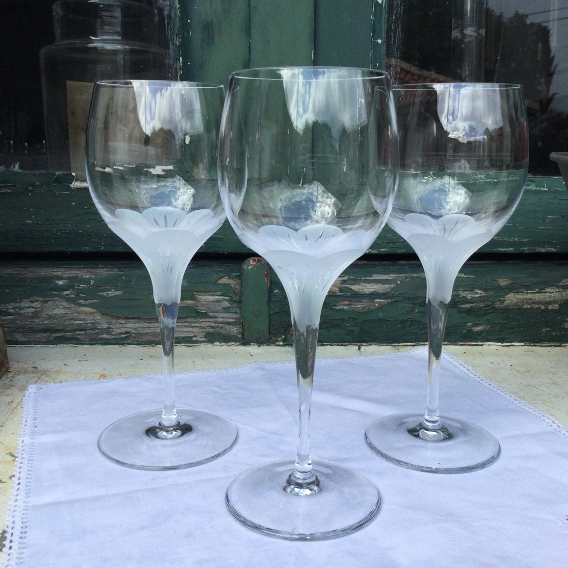 8 Crystal de Sevres stemmed wine glasses signed coupes French Etsy