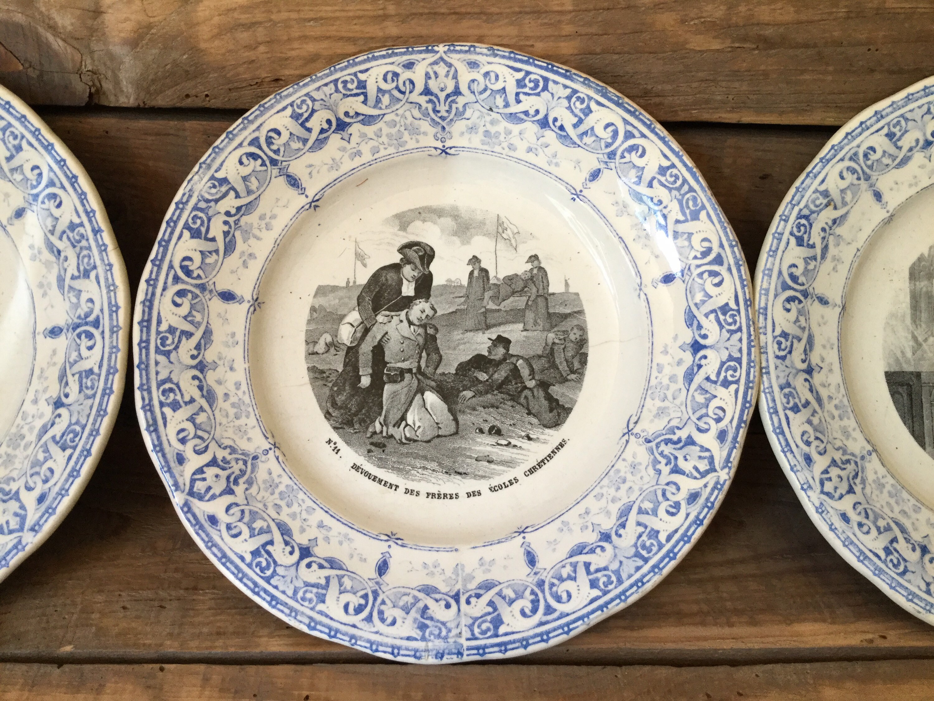 Early 1900s French talking plates. Creil et Montereau Etsy