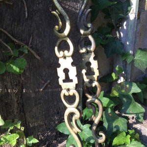 2 brass keyhole plates/escutcheons/salvaged door furniture/ hardware/decorative plates/architectural salvage/French country decor