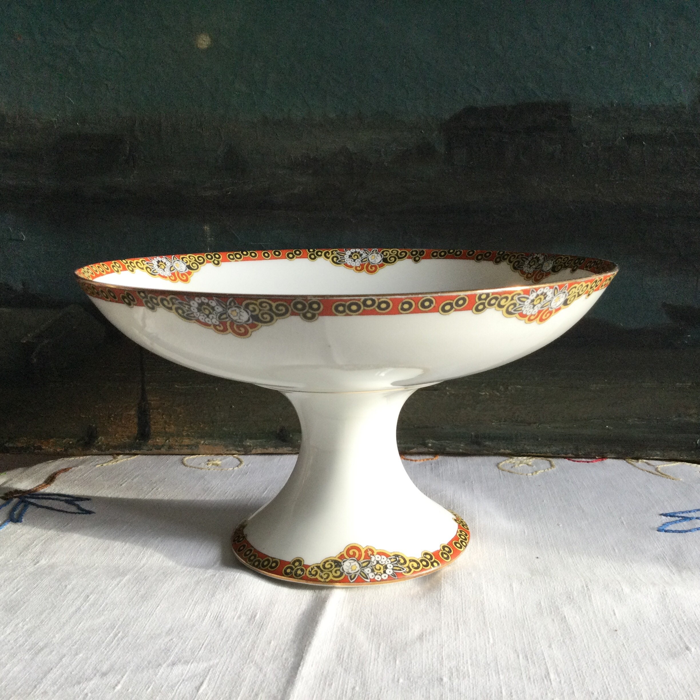 Français Limoges Vintage. Compotier en Porcelaine, Stand de Gâteaux, Bol Fruits. Plat Piédestal Styl