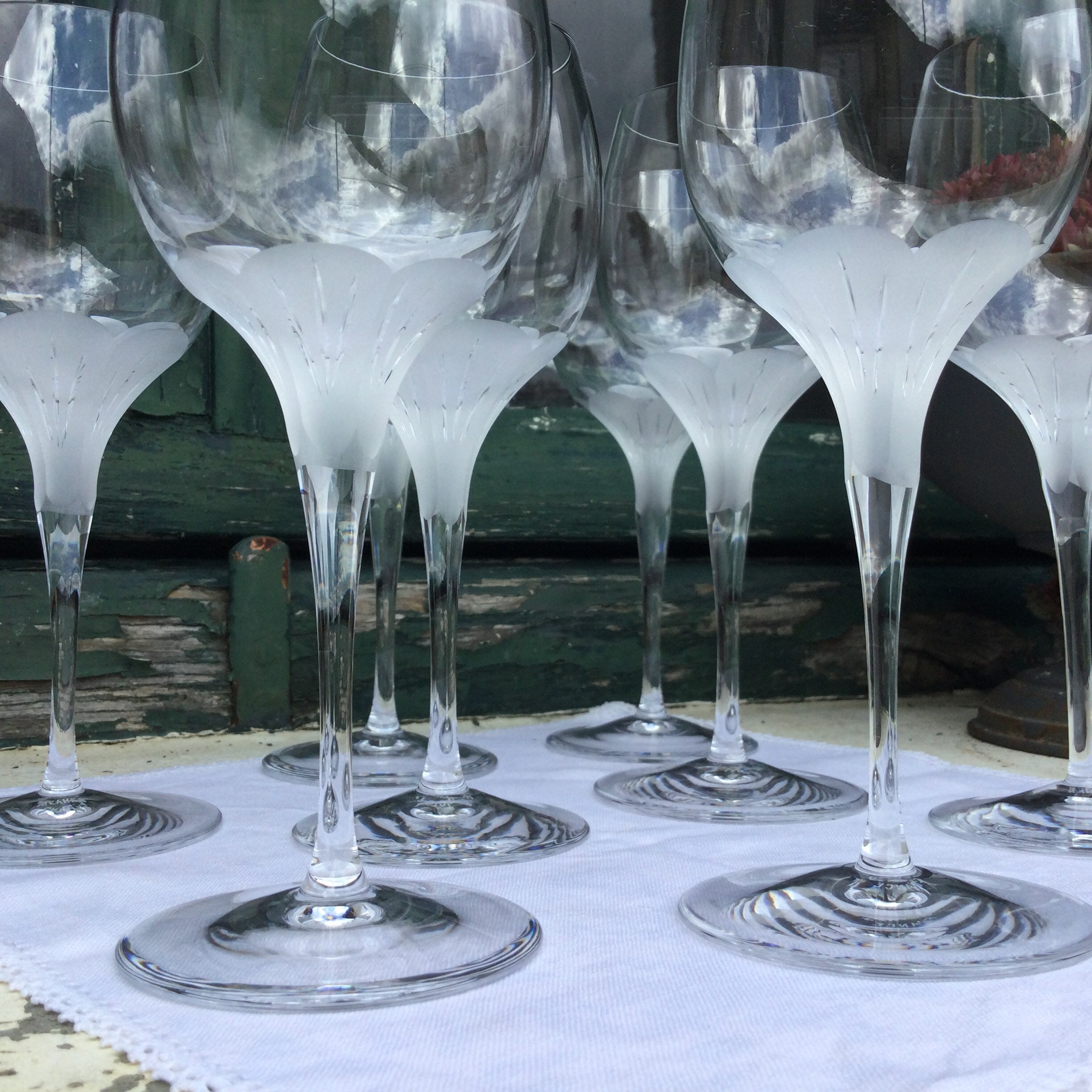 8 Crystal de Sevres stemmed wine glasses signed coupes French Etsy