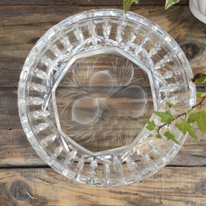 Stunning cut glass bowl. French vintage crystal tableware, centerpiece, dessert bowl. Arts de la table a la française
