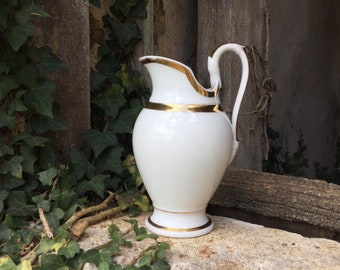 1920’s Paris porcelain creamer/milk jug/vase/1920’s decorative porcelain pitcher/white and gold jug/French country chic decor