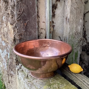 Magnificent copper bowl/rare copper planter/French mixing bowl/big copper punch bowl/artisan made confiserie pan/French kitchen equipment