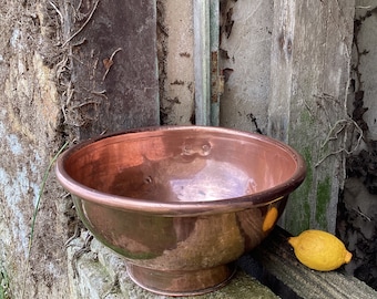 Magnificent copper wok/rare cooking utensil/French cul de poule mixing bowl/artisan made confiserie pan/French fun fair equipment