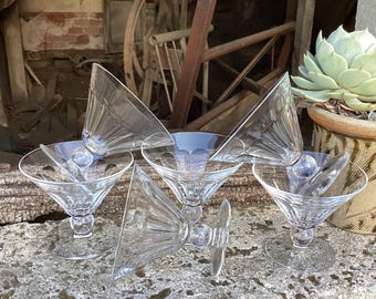 6 Coppe da Champagne in Cristallo Francese Vintage: vetro soffiato e tagliato artigianalmente