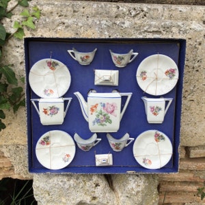 Service à café miniature pour poupée en porcelaine 4/1940/ensemble maison de poupée/ensemble complet dans sa boîte d&#39;origine/jouet pour fille/objet de collection