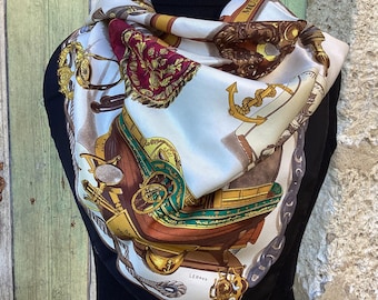 HERMES “romantique” 100% Jacquard Silk Scarf Designed by Maurice