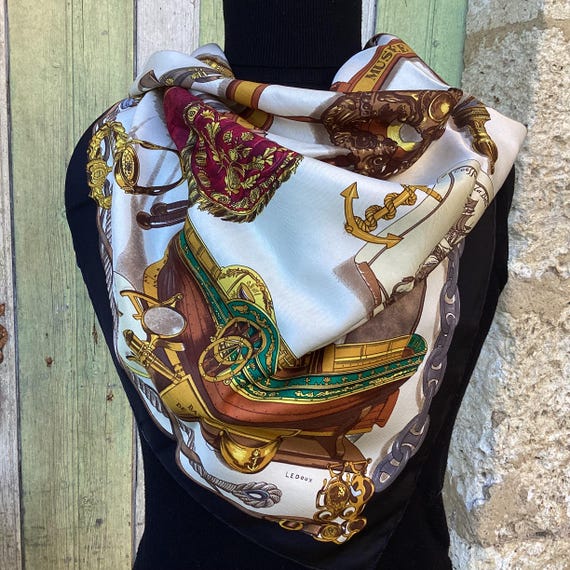 Hermès Silk Twill Scarf : 'musée' Designed by Philippe Ledoux