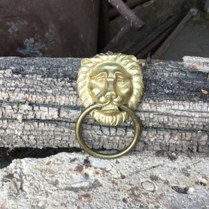 Bronze drawer handle/salvaged hardware/Lion head furniture fitting/gold drawer handle/architectural salvage/French chic furniture decor