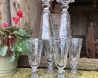6 magnificent Provençal champagne glasses/mouth blown in the Biot style/tall iconic bubble glass glasses/chic French farmhouse table