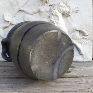 Large vintage confit pot/grey sandstone jar/hand painted stoneware/urn/cobalt blue and gray/a planter/a jardinière/French country decor image 6