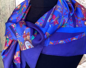 A Hermes Silk Twill Scarf, 90 X 90 Square by Loic Dubigeon - 'A La