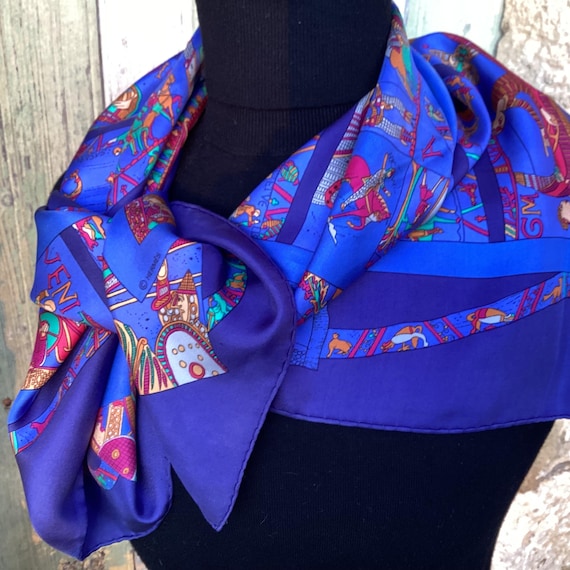 A Hermes Silk Twill Scarf, 90 X 90 Square by Loic Dubigeon - 'A La