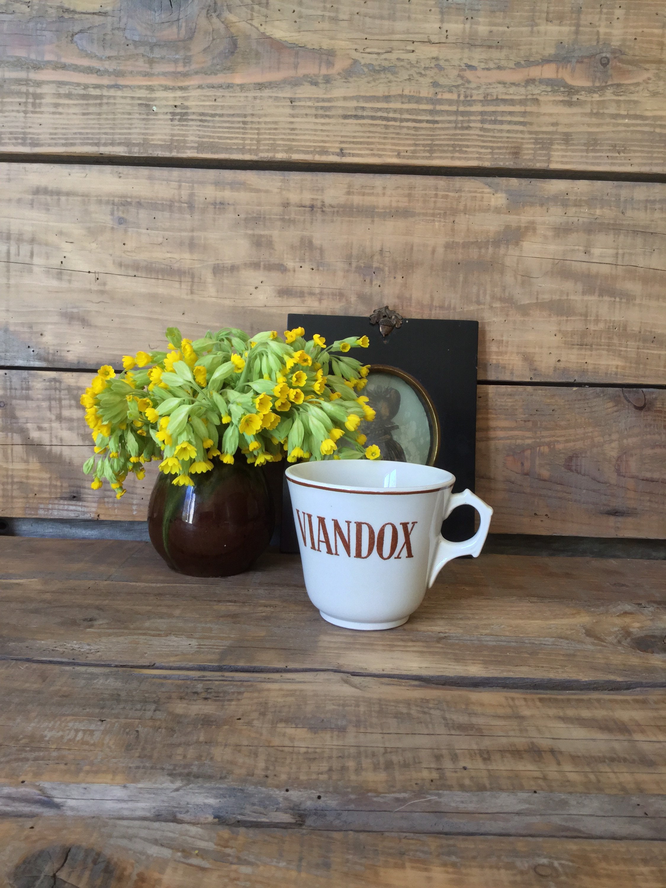 Vintage Viandox Mug, Sarreguemines Digoin French Faience, 1930s