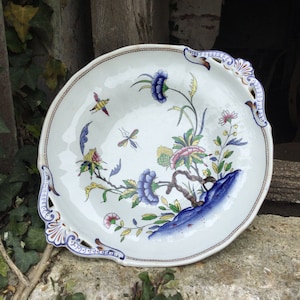 Centrotavola/composito/fruttiera/piatto a piedistallo/porta torta/ceramica francese/faenza antica di Sarreguemines, molto da collezione