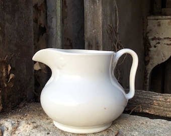 Antique Bathroom Pitcher : water jug or vase, white ironstone