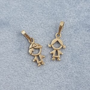 Solid Boy & Girl pendant made in 14k yellow Gold, Cute Charms