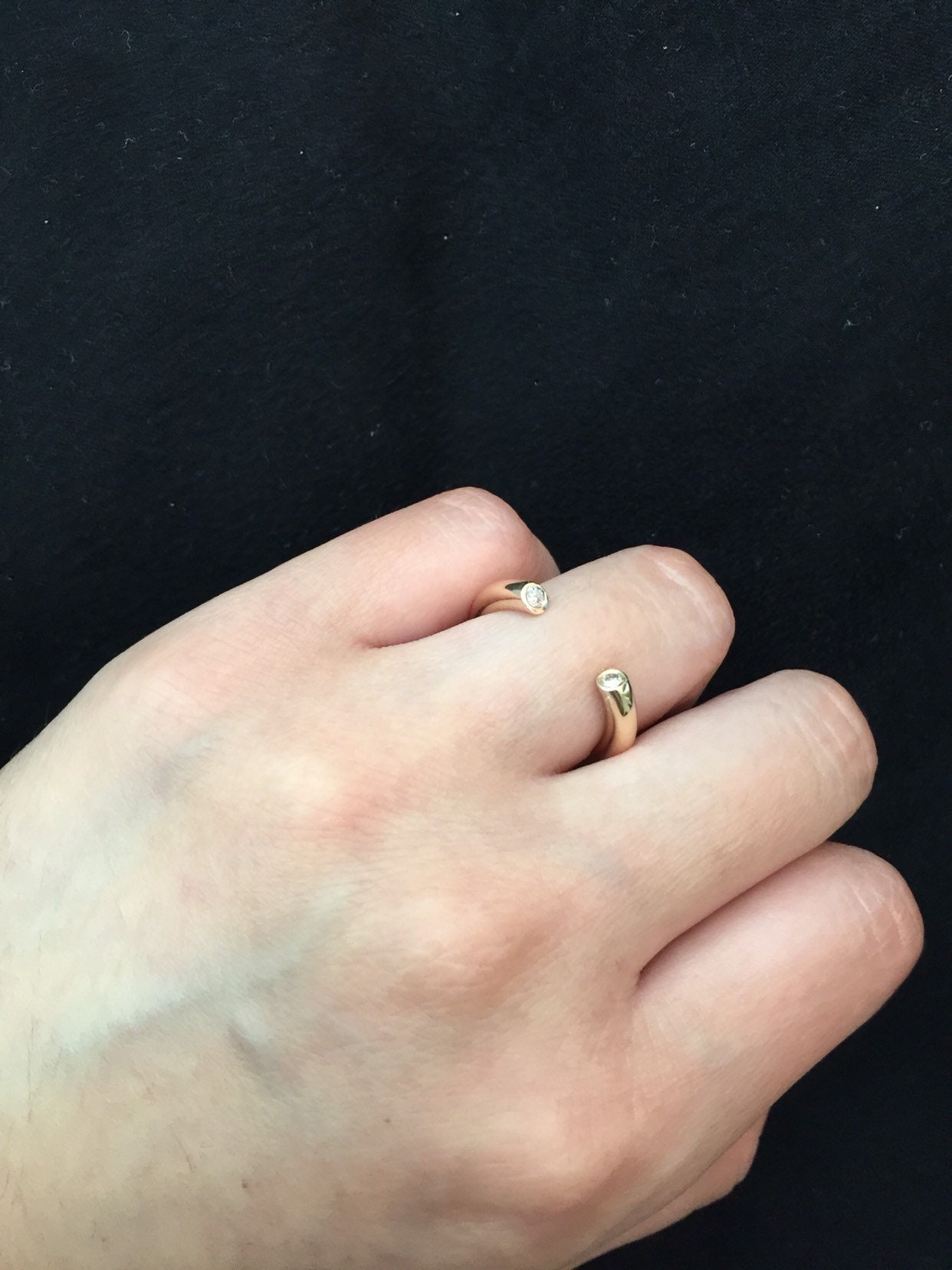 Open donut ring diamond band 14k solid gold chunky gold Etsy