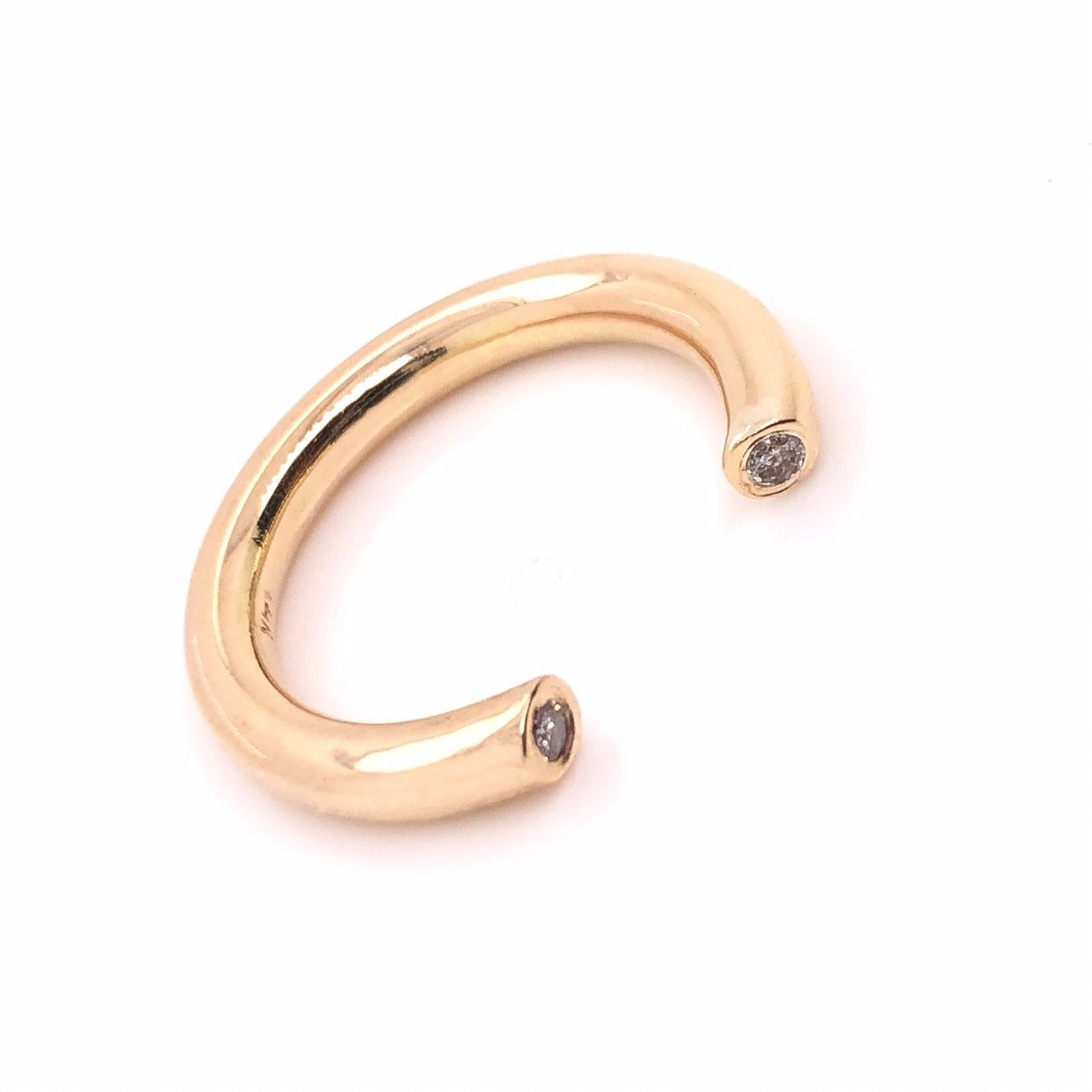 Open Donut Ring Diamond Band 14k Solid Gold Chunky Gold Etsy