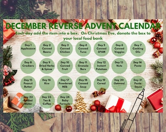 El regalo de regalar Calendario de Adviento inverso / Adviento de Navidad / Calendario de Adviento inverso / Calendario de donaciones