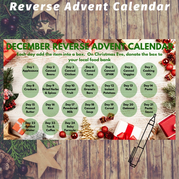 The Gift of Giving Reverse Advent Calendar | Christmas Advent | Reverse Advent Calendar | Giving Calendar