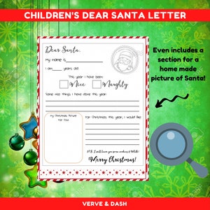 Druckbarer Brief an den Weihnachtsmann | SOFORTIGER DOWNLOAD | Blanko Lieber Weihnachtsmann Brief | Kinder-Weihnachts-Wunschliste
