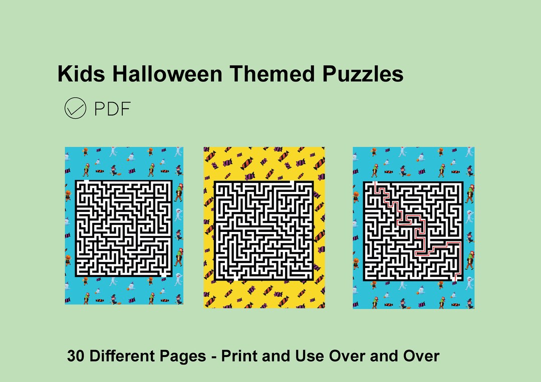 Kids Halloween Themed Puzzles Printable | Printable Game Planner ...