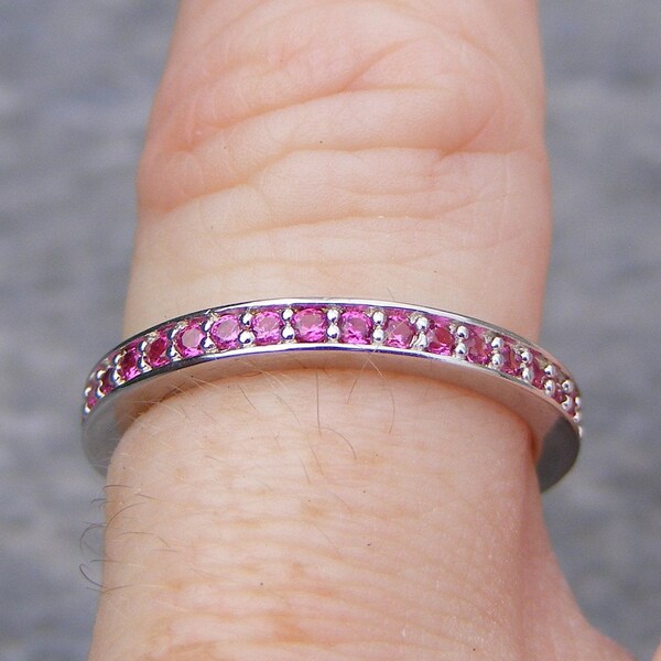 Natural Ruby Ring, Ruby Ring, Red Ruby Ring, Full Eternity Ring, July Ring, Ruby Eternity Band, Red Ruby Band, Red Vintage Band, Silver Band