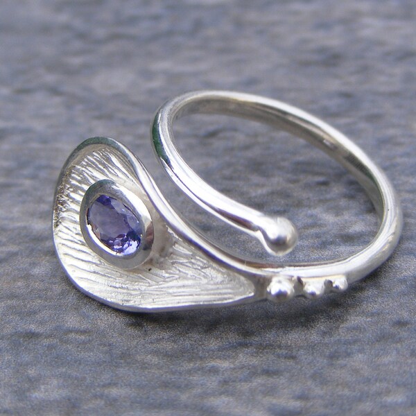 Tanzanite Sterling Silver Adjustable Ring
