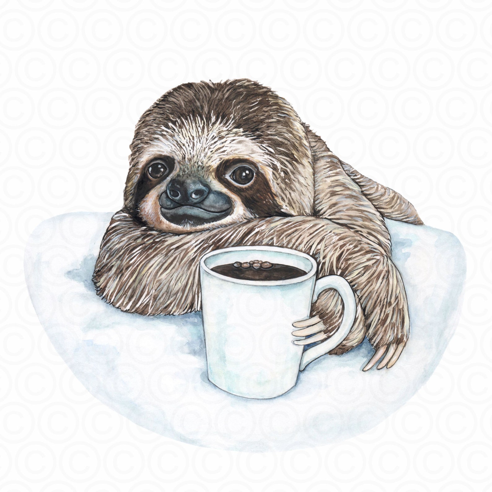 Coffee Sloth Instant Digital Download High Quality PNG for - Etsy