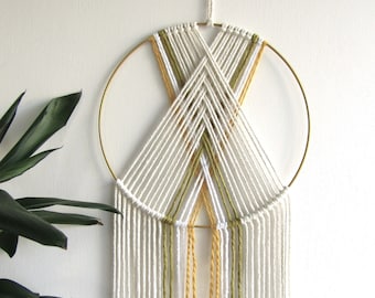 Attrape-rêves en macramé fait main, suspension murale bohème naturelle et verte