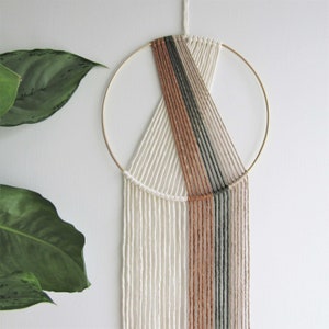 Long Macrame Wall Hanging Dreamcatcher, 25cm Matt Gold Hoop