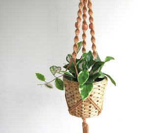 Suspension pour plante en macramé avec perles, jardinière d'intérieur marron clair, autres couleurs