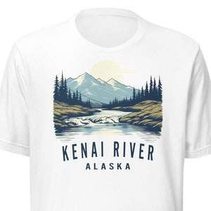 Kenai River Alaska Vintage Shirt - Retro Styled T-Shirt, Salmon Fishing Nature Wildlife Tee with River Image Graphic, Vacation Souvenir Gift