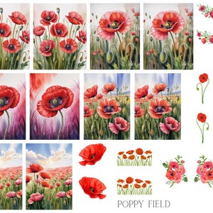 Poppy Field Waterslide Nail Decals