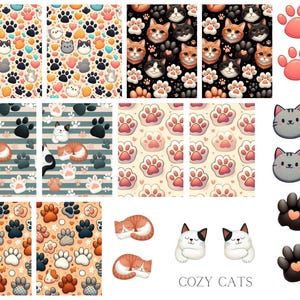 Cozy Cats Waterslide Nail Decals