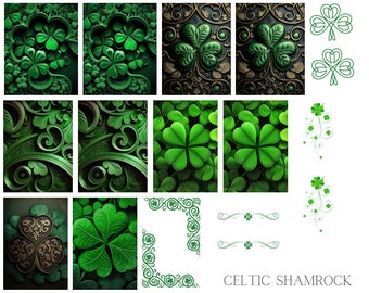 Celtic Shamrock Waterslide Nail Decals