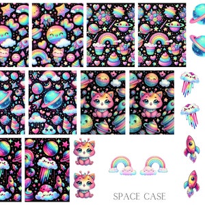 May include: A set of colorful digital stickers featuring a space theme with planets, stars, rainbows, rockets, and cute cartoon characters. The text "SPACE CASE" is at the bottom of the image.