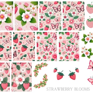 Strawberry Blooms Waterslide Nail Decals