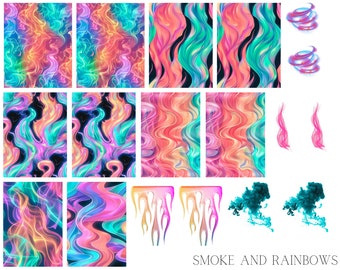 Smoke and Rainbows Waterslide Nail Decals