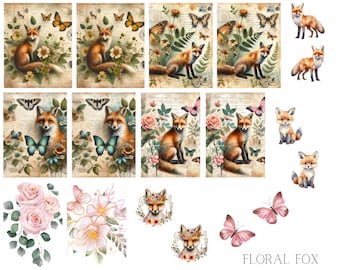 Floral Fox Waterslide Nails Decals