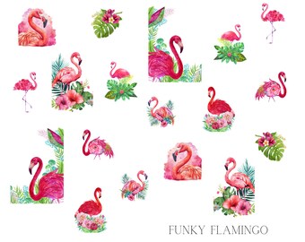 Funky Flamingo Waterslide Nail Decals