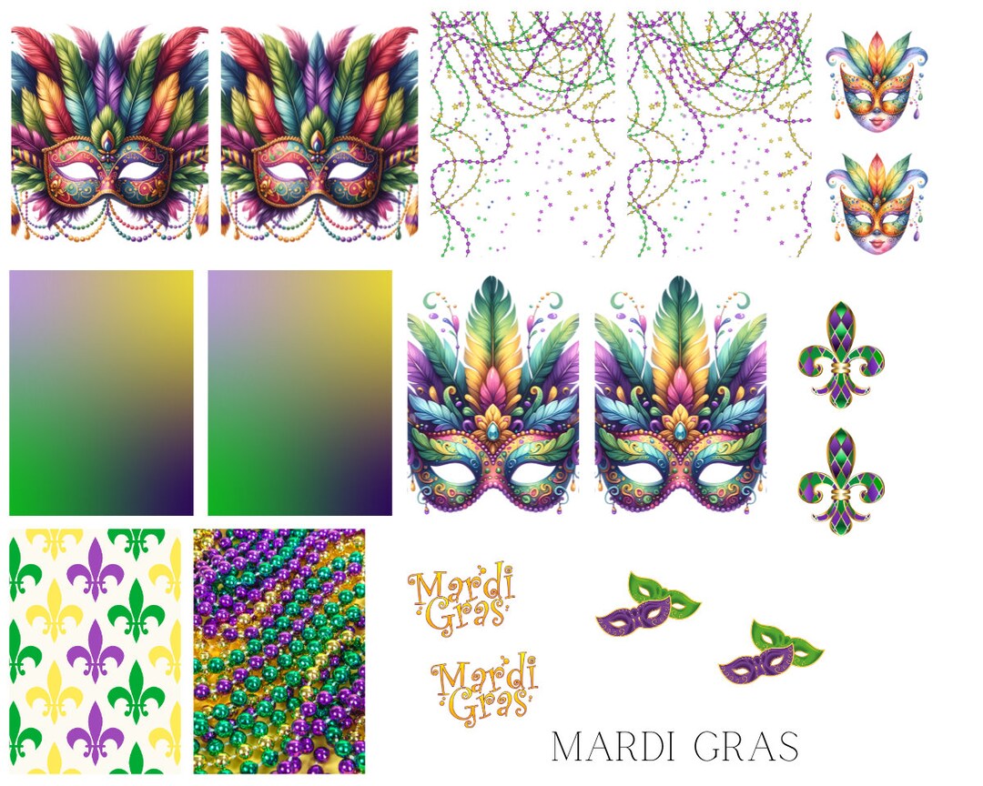 mardi gras nail decals