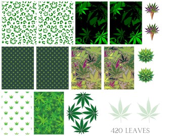 420 Leaves Waterslide Nail Decals