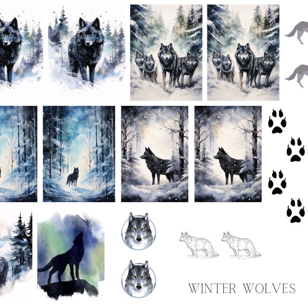 Winter Wolves Waterslide Nail Decals